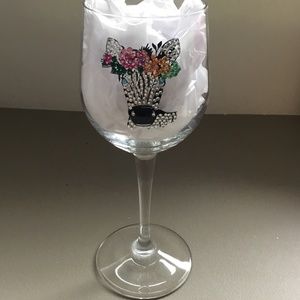 Rhinestone zebra wineglass